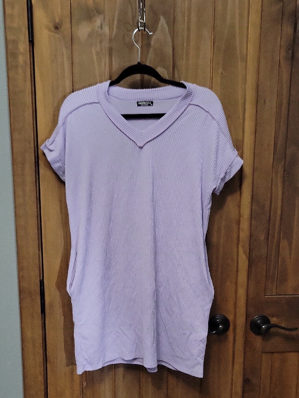 HEIMISH USA Lavender Ribbed V‑Neck Tunic Top